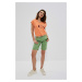 Cotton shorts with belt - green