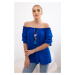 Spanish blouse with decorative sleeves cornflower blue