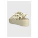 Sandále Crocs Brooklyn Strappy Low Wedge dámske, béžová farba, na platforme, 206751