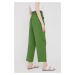 Nohavice Sisley dámske, zelená farba, rovné, vysoký pás