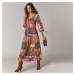Blancheporte Dlhé šaty v patchwork dizajne karamelová/hrdzavá