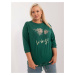 Dark green plus size blouse with inscription