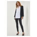 Happiness İstanbul Women's Black and White Jacket Look Oversize Design Shirt