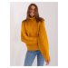 Dark yellow women's oversize sweater with turtleneck