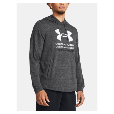 Tmavosivá športová mikina Under Armour UA Rival Terry Graphic Hood