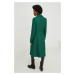 Vlnený kabát Answear Lab zelená farba, prechodný,
