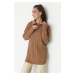 Trendyol Camel Thessaloniki Pletený sveter na zips
