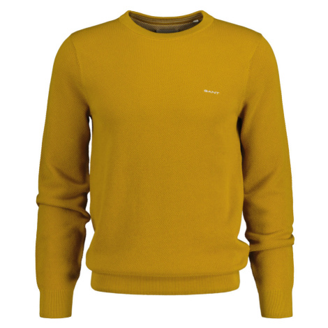 SVETER GANT COTTON PIQUE C-NECK DARK MUSTARD YELLOW