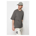 Trendyol Anthracite Oversize Stitching Detailed 100% Cotton T-Shirt