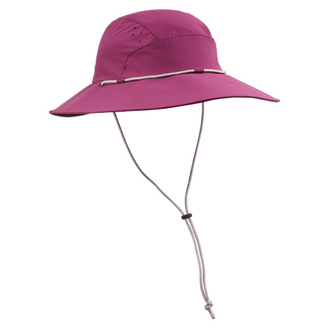Dámsky trekingový klobúk mt500 s ochranou proti uv fialový FORCLAZ