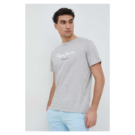Bavlnené tričko Pepe Jeans Eggo šedá farba, s potlačou