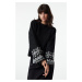 Trendyol Black Soft Texture Sleeve Detailed Crew Neck Knitwear Sweater