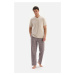 Dagi tkané šedé kockované pyžamové nohavice