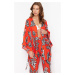 Trendyol Floral Patterned Mini Woven Ruffle Kimono&amp;Kaftan