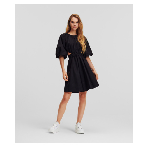 Šaty Karl Lagerfeld A-Line Puff Sleeve Dress Čierna