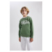 DEFACTO Boy&#39;s Crew Neck Printed Thick Sweatshirt