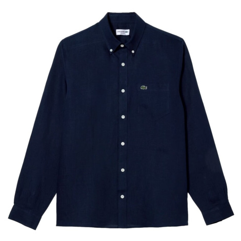 Lacoste  Linen Casual Shirt - Marine  Košele s dlhým rukávom Modrá