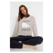 Trendyol Multicolored Striped Slogan Printed Tshirt-Pants and Knitted Pajamas Set