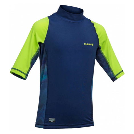 OLAIAN Chlapčenské tričko 500 s ochranou proti UV žiareniu modro-zelené ŽLTÁ 10 ROKOV