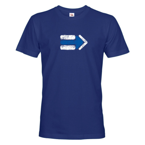 Pánské tričko s potiskem modré turistické šipky - ideální turistické tričko