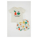 DEFACTO Baby Boy Printed Short Sleeve Shorts Cotton Pajama Set