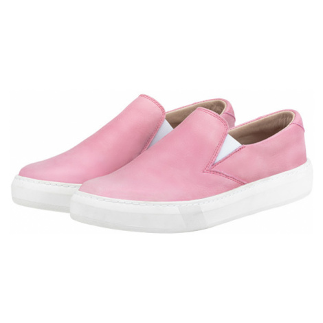 Vasky Leny Pink - Dámske kožené slip on růžové, ručná výroba jesenné / zimné topánky
