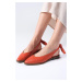 Mio Gusto Bonny Women's Casual Flat Shoes With Genuine Leather Orange.