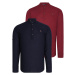 DOUBLE SET G783 DEWBERRY JUDGE COLLAR SHIRT-BURGUNDY-NAVY BLUE