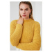 Trendyol Mustard Beard Rope Knit Sweater