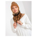 Women's camel and black patterned neck warmer