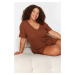 Trendyol Curve Brown V Neck Camisole Knitted Pajamas Set