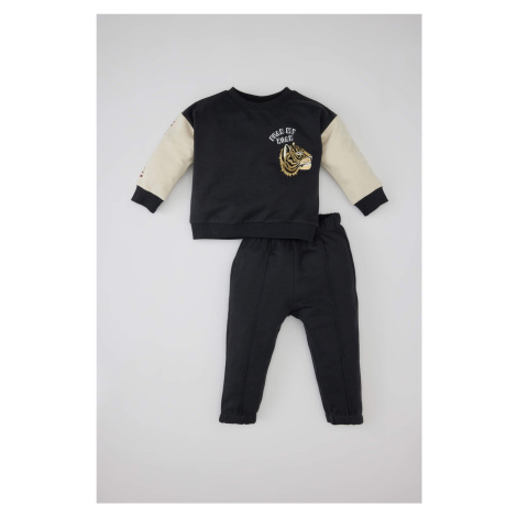 DEFACTO Baby Boy Printed Sweatshirt Sweatpants 2 Piece Set