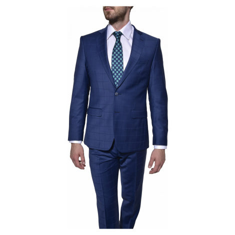 Modrý károvaný Ultra Slim Fit oblek