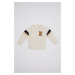 DEFACTO Baby Boy Beige Sleeve Detailed Printed Knitwear Sweater