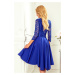 Světle modré dámské šaty s delším zadním dílem a s krajkovým výstřihem XXXXL model 14559255 - nu