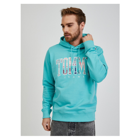 Turquoise Mens Hoodie Tommy Jeans - Men Tommy Hilfiger