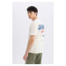 DEFACTO Regular Fit Crew Neck Back Printed Short Sleeve T-Shirt