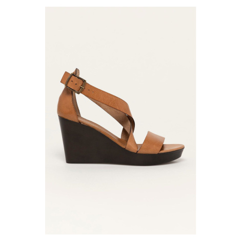 Kožené sandále Wojas dámske, hnedá farba, na kline
