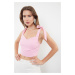 Trendyol Pink Crop Tie Detailed Woven Bustier