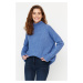 Trendyol Blue Wide Pattern Soft Texture Knitwear Sweater