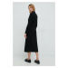 Šaty Calvin Klein čierna farba, midi, rovný strih