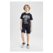 DEFACTO Boy's Printed Short Sleeve T-shirt Shorts 2-Piece Set