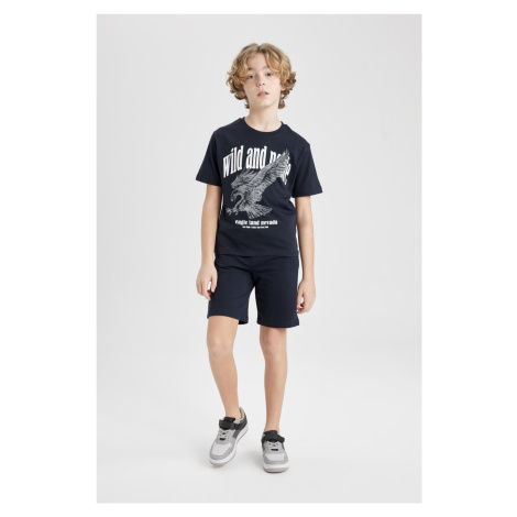 DEFACTO Boy 2-Piece Set Bike Neck Printed Short Sleeve T-Shirt Shorts