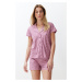 Trendyol Pale Pink Cotton Floral Knitted Pajamas Set