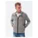 Ombre Men's unbuttoned sweatshirt with stand-up collar - grey melange