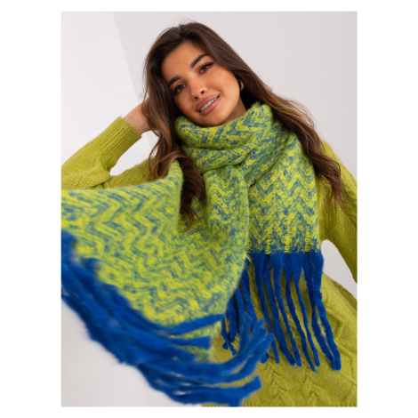 Navy blue and yellow women's scarf with patterns