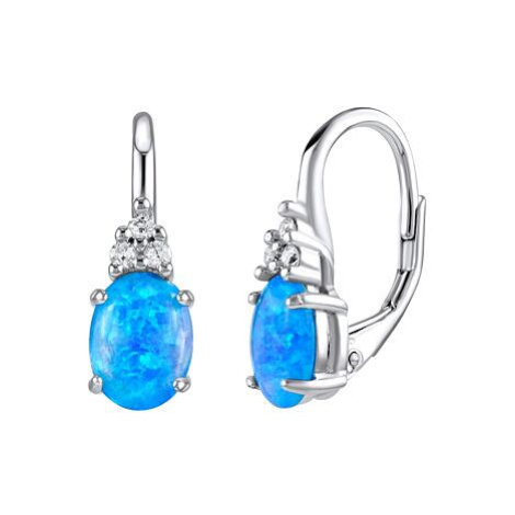 Silvego Strieborné náušnice OLIVIA s modrým opálom LPS1508M