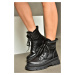 Fox Shoes Women's Black Thick Soled Ankle Boots.