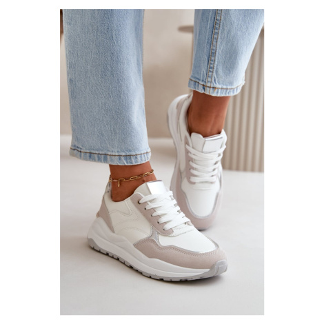 Women's platform sneakers made of eco leather white issatta