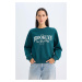 DEFACTO Women's Regular Fit Crew Neck Printed Thin Sweatshirt